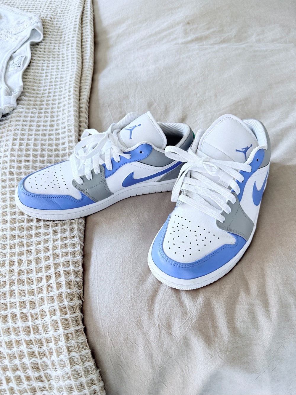 Jordan Low Top Sneakers in White, Blue, Gray - Picture 3 of 8